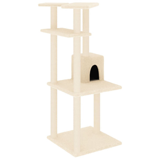 Vidaxl Rascador Para Gatos Con Postes De Sisal Color Crema 123 Cm_0