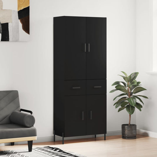 Aparador Alto Madera Contrachapada Negro 69,5x34x180 Cm_0