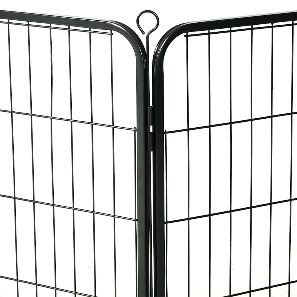 Corral Para Perros 16 Paneles De Acero 60x80 Cm Negro_4