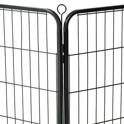 Corral Para Perros 8 Paneles De Acero 60x80 Cm Negro_5