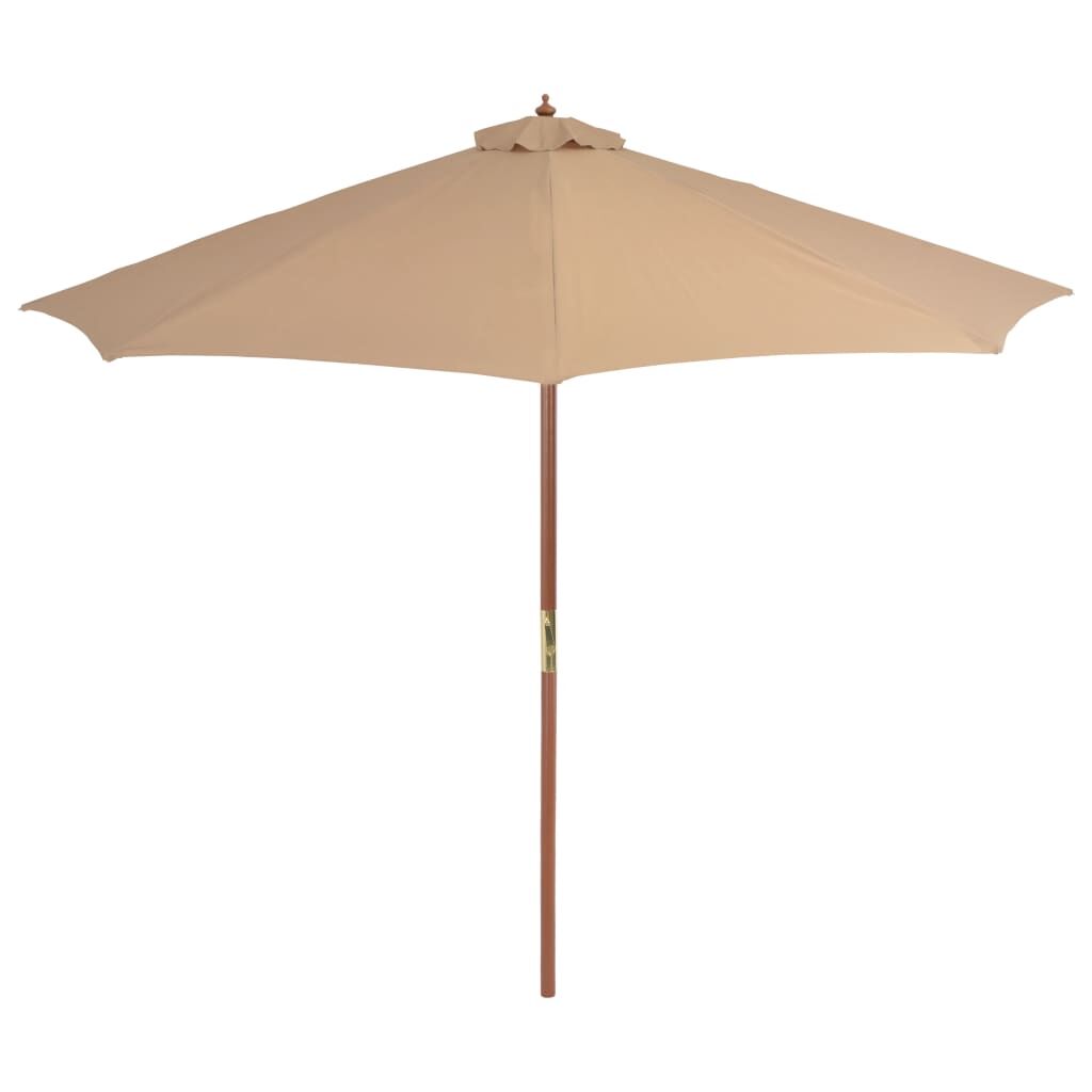 Vidaxl Sombrilla De Jardín Con Palo De Madera Gris Taupe 300 Cm_1