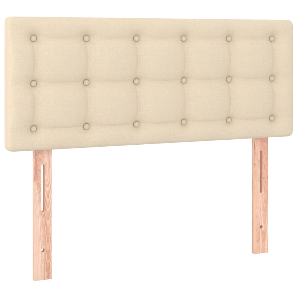 Cama Box Spring Colchón Y Luces Led Tela Crema 100x200 Cm / Vetonek_2