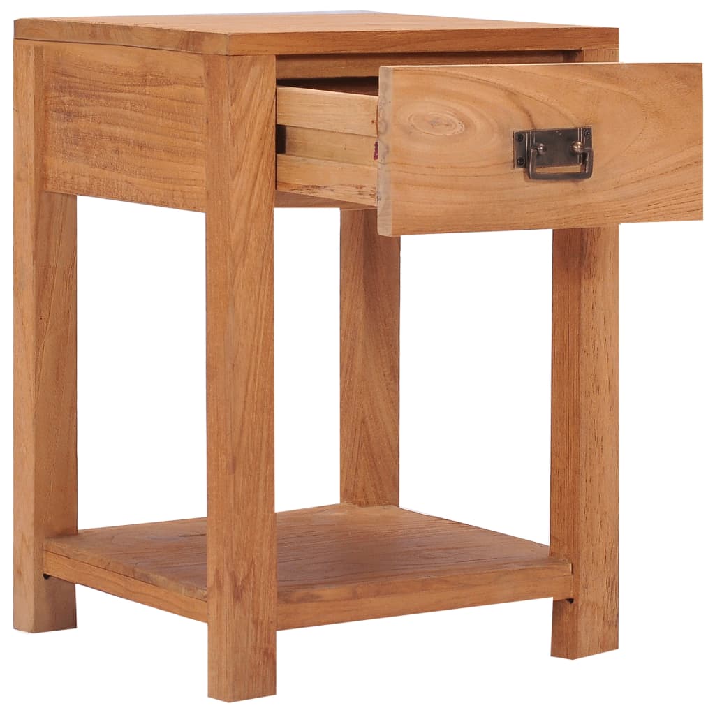 Mesita De Noche De Madera Maciza De Teca 35x35x50 Cm_0