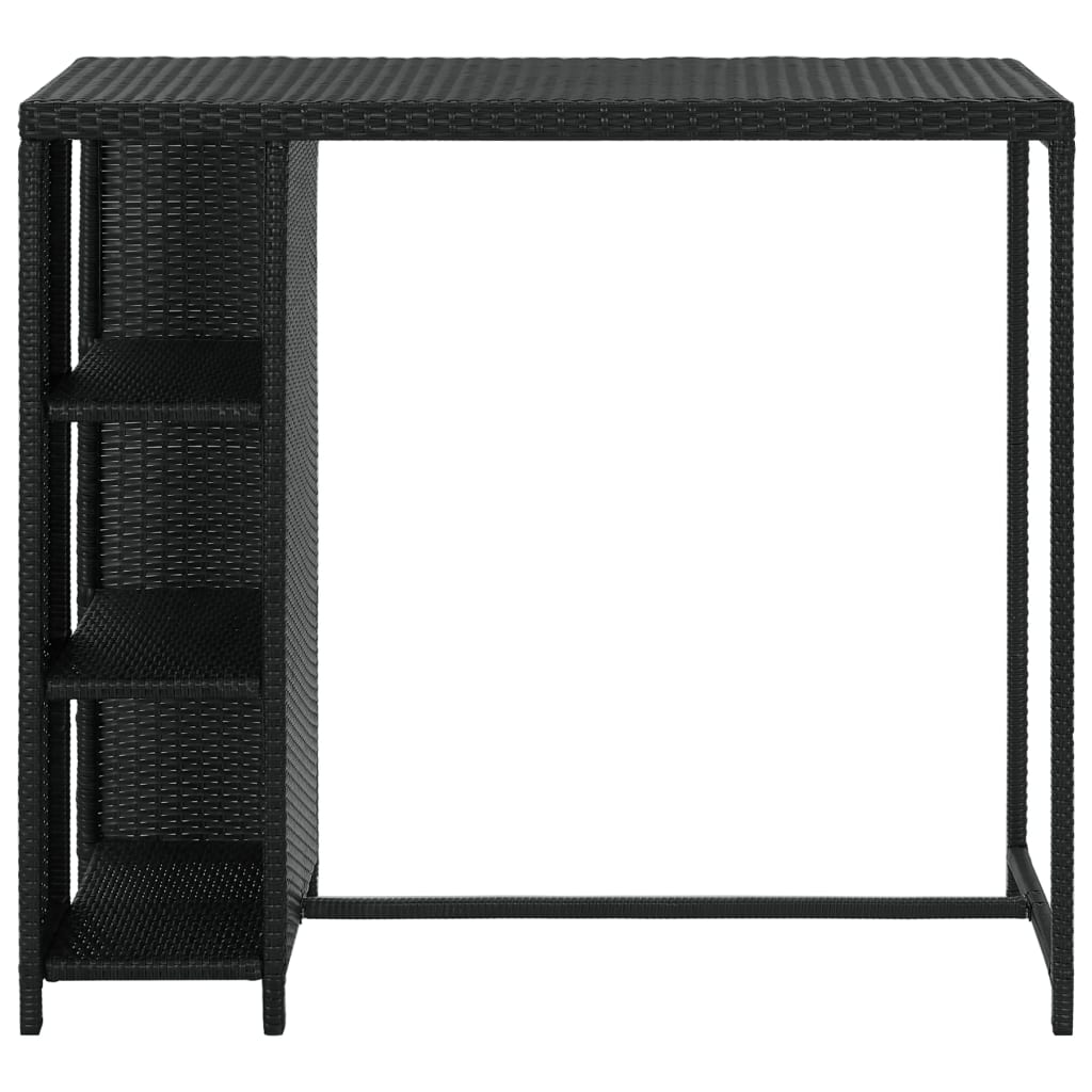 Mesa Bar Estante Almacenaje 120x60x110cm Ratán Sintético Negro_0
