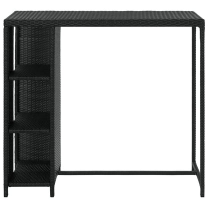 Mesa Bar Estante Almacenaje 120x60x110cm Ratán Sintético Negro_0