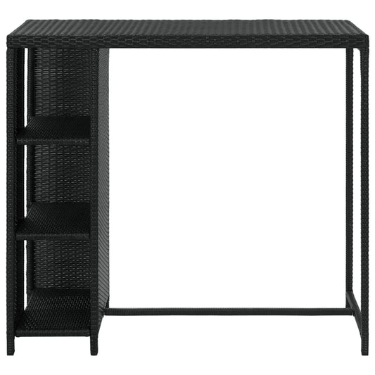 Mesa Bar Estante Almacenaje 120x60x110cm Ratán Sintético Negro_0