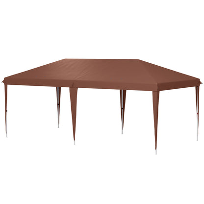 Outsunny Carpa Plegable 6x3 M Con Altura Ajustable Anti-uv Café_0