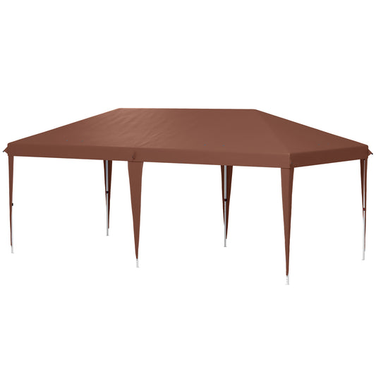 Outsunny Carpa Plegable 6x3 M Con Altura Ajustable Anti-uv Café_0