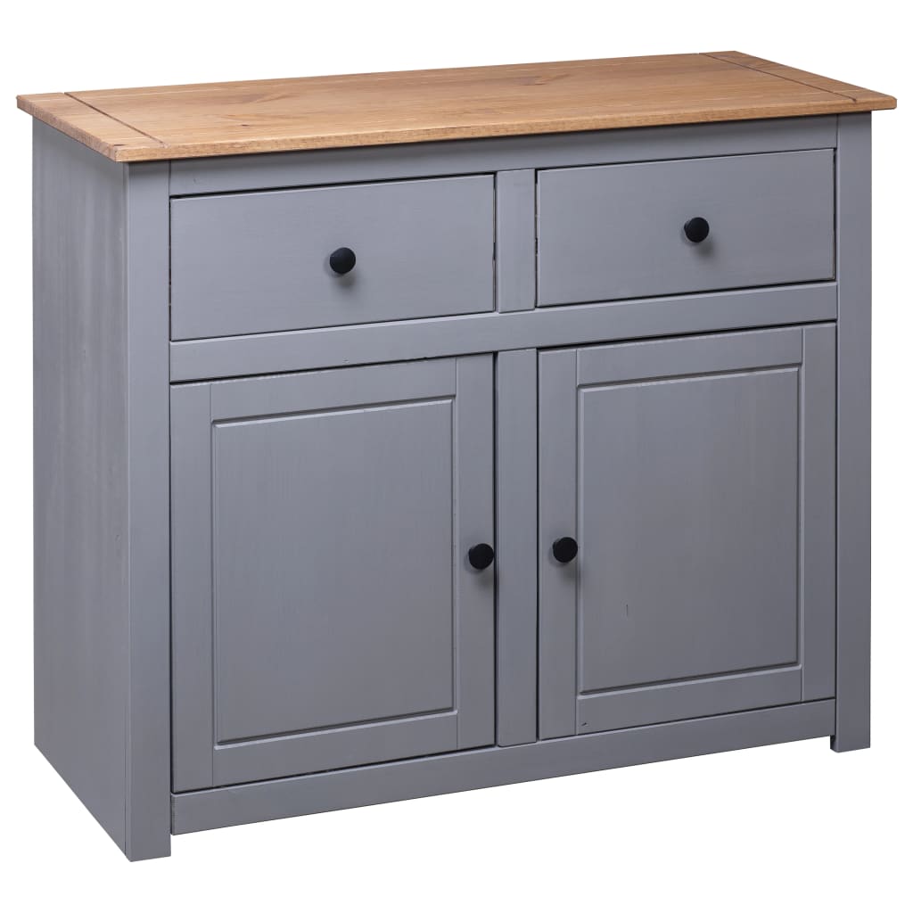 Aparador De Madera Maciza Pino Estilo Panamá Gris 93x40x80 Cm_3