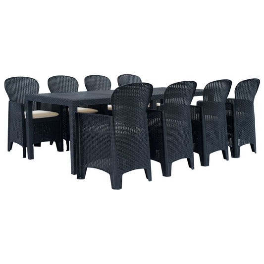 Vidaxl Comedor De Jardín 9 Piezas Plástico Aspecto De Ratán Antracita_0