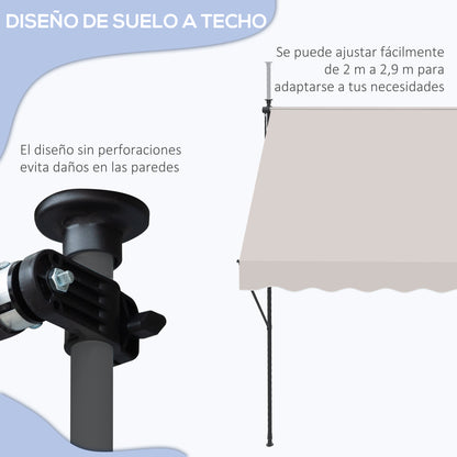 Outsunny Toldo Manual Retráctil 200x175x210-310cm Manivela Protecciónuv40+ Crema_3