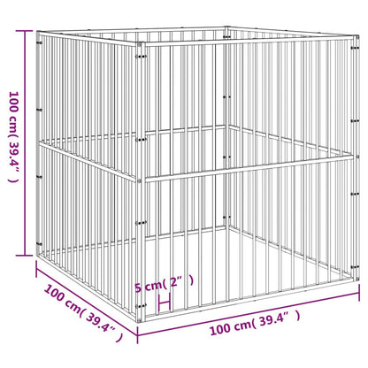 Vidaxl Corralito Para Perros Con 4 Paneles Acero Galvanizado Negro_2