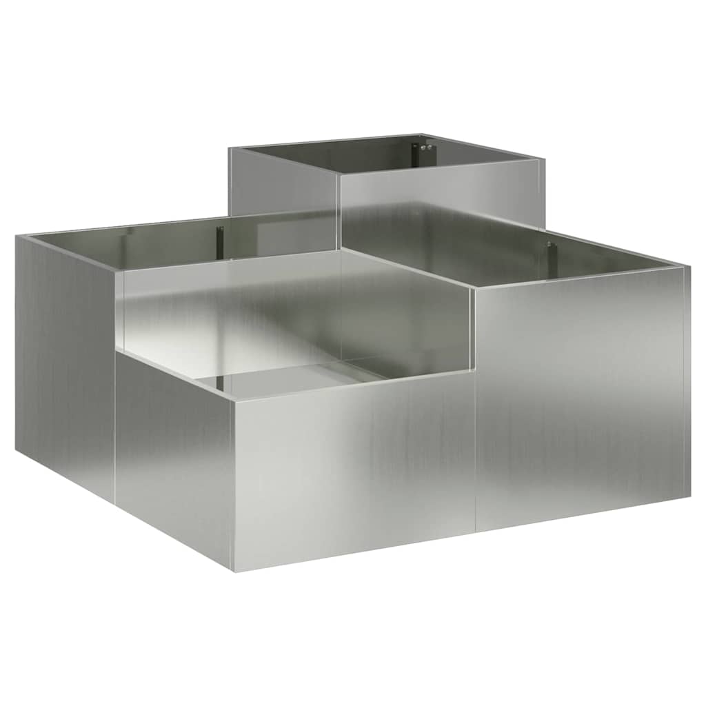 Maceta Para Jardín Plateado 100 X 100 X 48 Cm Acero Galvanizado_0