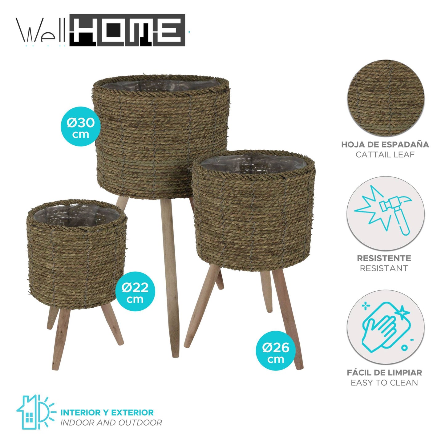Well Home Set 3 Maceteros Ø22ø26ø30cm