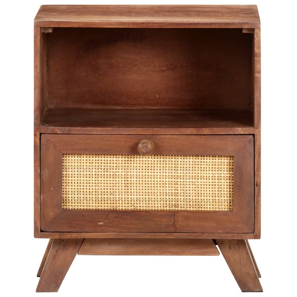 Mesita De Noche De Madera Maciza De Mango 40x30x50 Cm_0