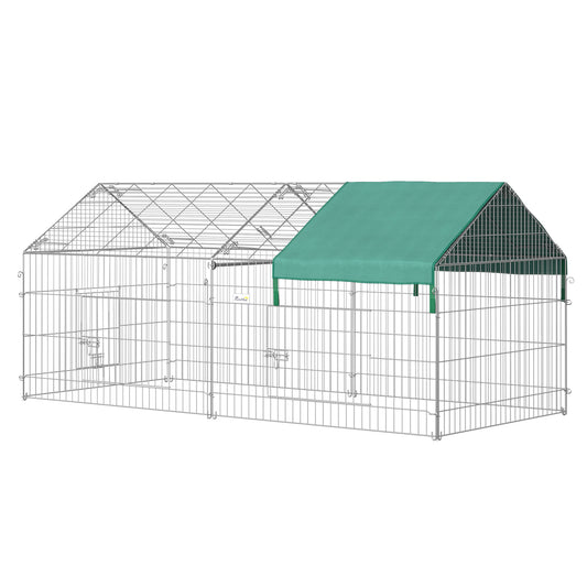 Pawhut Jaula Recinto Para Animales Pequeños 220x103x103 Cm Con 2 Puertas Y Techo_0