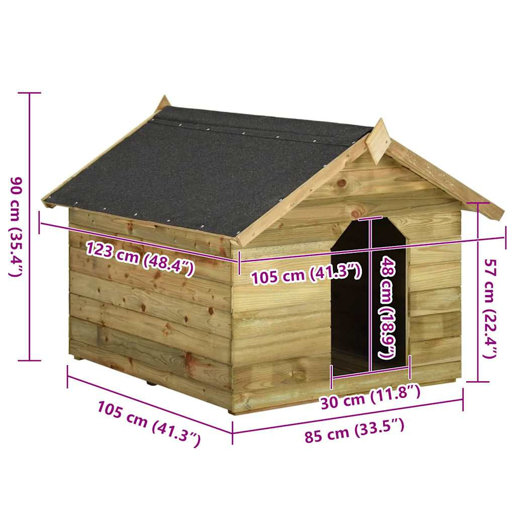 Vidaxl Casa De Perros De Jardín Tejado Abierto Madera Pino Impregnada_2