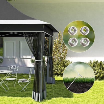 Outsunny Carpa Plegable 3,5x3,5x3 M Con 4 Mosquiteras Altura Ajustable Gris_3