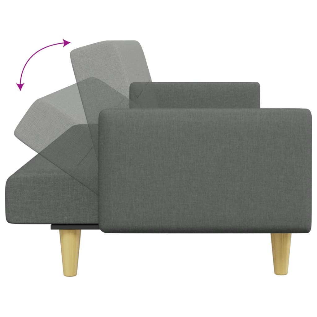 Sofá Cama De 2 Plazas Con Taburete Tela Gris Oscuro / Vetonek_1