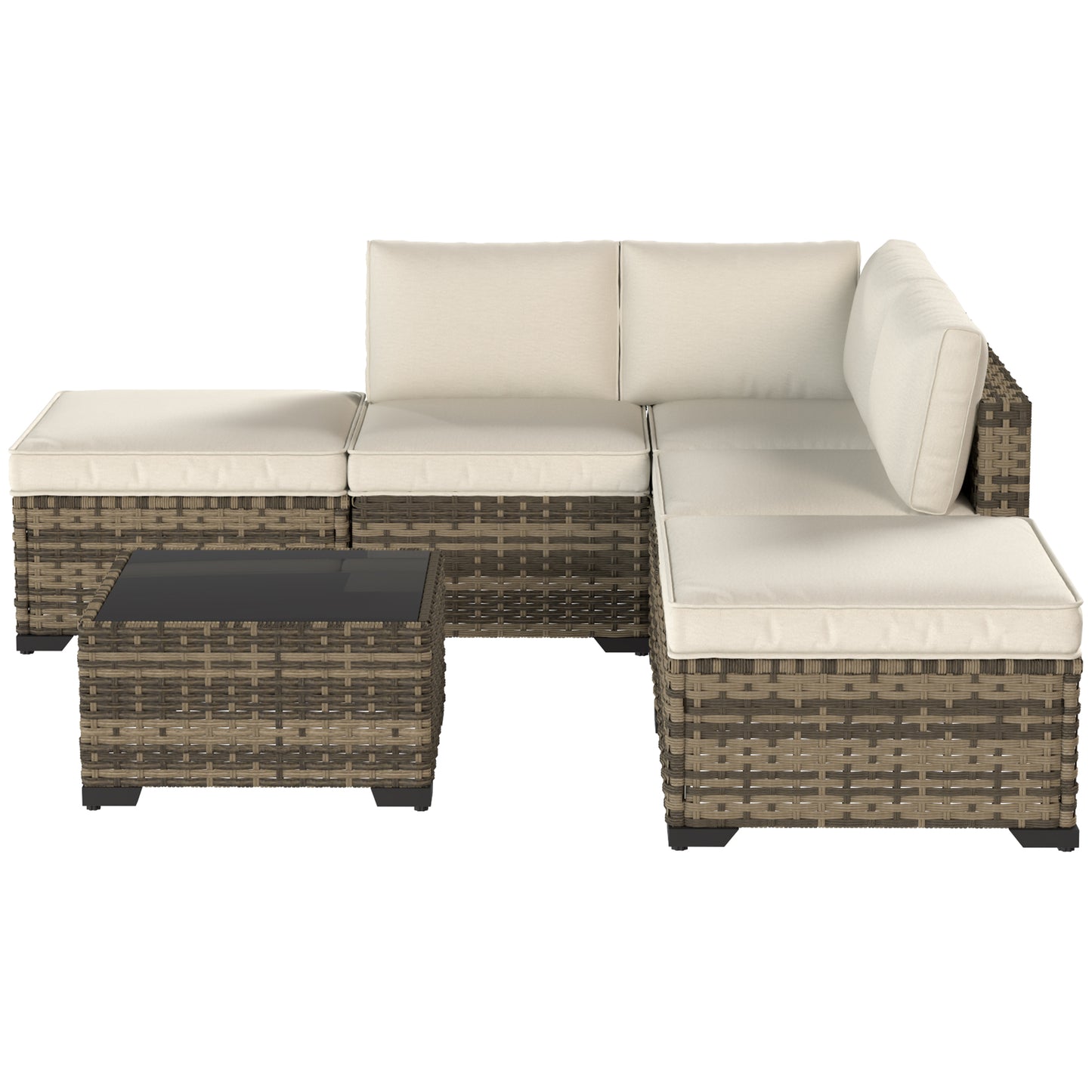 Outsunny Conjunto Muebles Jardín Exterior De Ratán 6 Piezas Cojines Amarillo_4