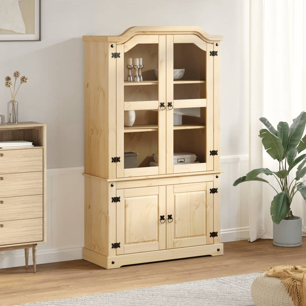 Armario Con Vitrina Corona Madera Maciza Pino 103,5x42x180 Cm / Vetonek_3