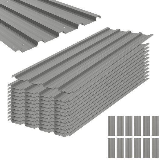 Outsunny Juego De 12 Paneles Para Tejado De Acero Galvanizado 129x45cm Gris_0