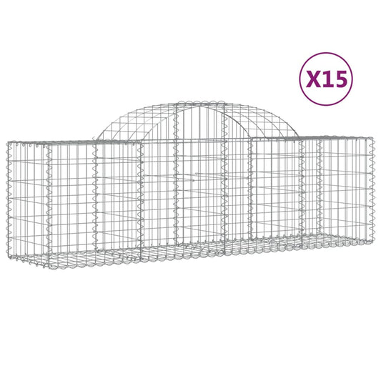 Cestas De Gaviones 15 Uds Forma De Arco Hierro 200x50x60/80 Cm_0