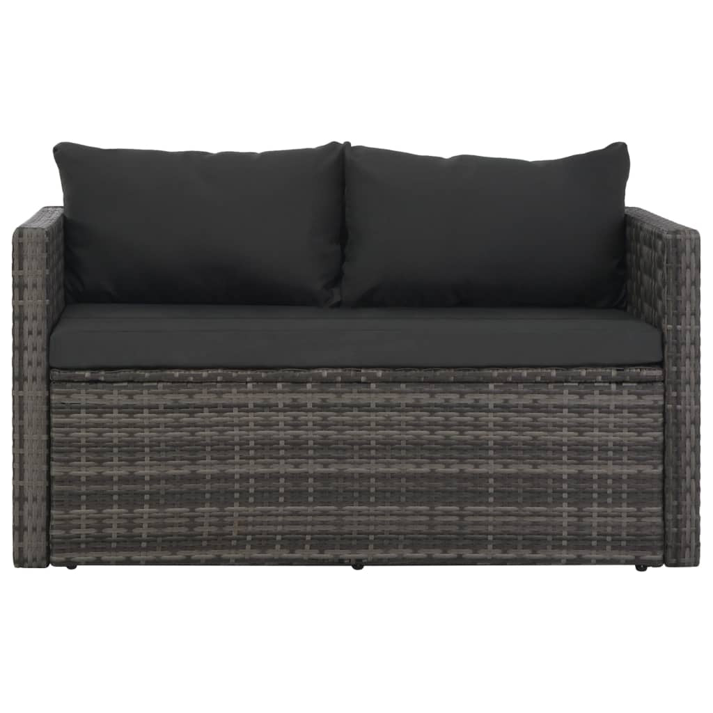 Vidaxl Set De Comedor De Jardín 3 Pzs Y Cojines Ratán Sintético Gris_4