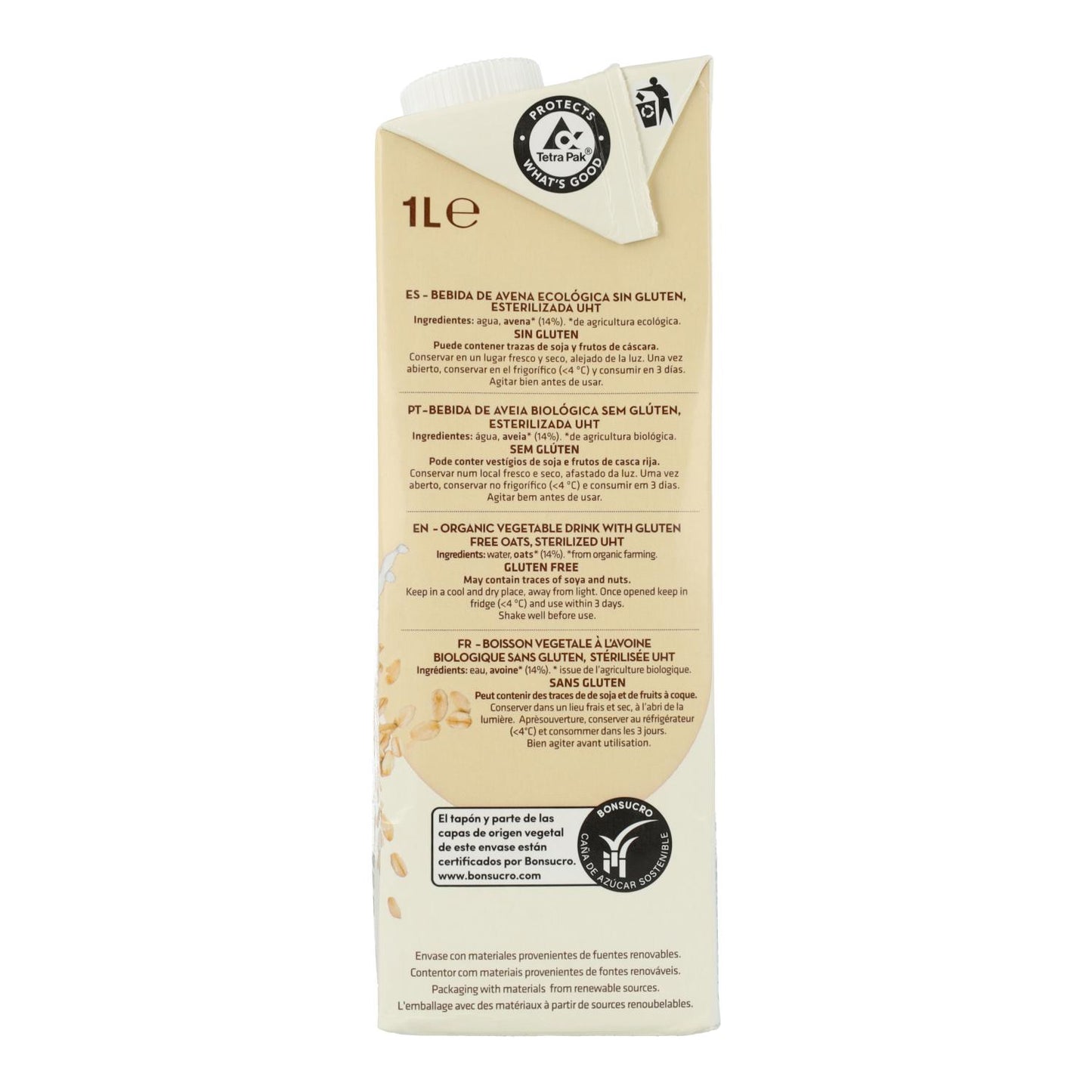 Bebida de Avena sin gluten Vivibio 1 L