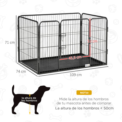 Pawhut Parque Mascotas Rectangular 4 Vallas Puerta Doble Pestillos 109x74x71cm_2