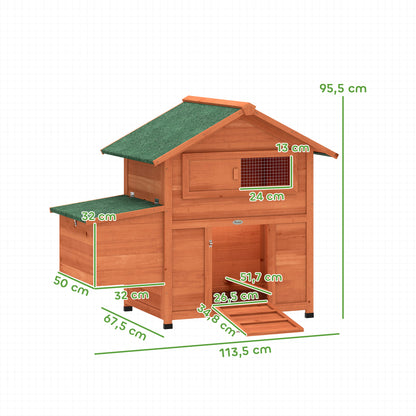 Pawhut Gallinero Para Exterior De Madera 113,5x67,5x95,5 Cm Con Nido Y Bandeja_2