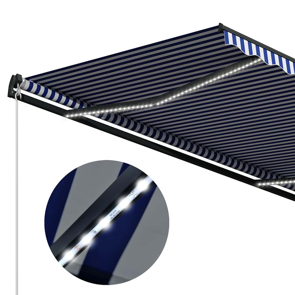 Toldo Con Led Y Sensor De Viento Azul Y Blanco 500x300 Cm_5