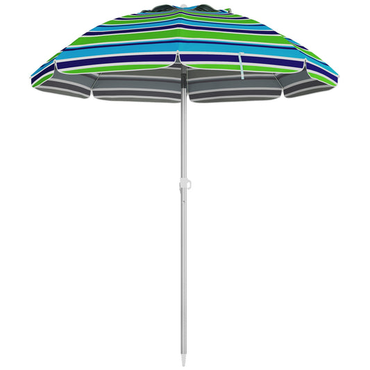 Outsunny Sombrilla De Playa Ø178x205 Cm Con Altura Ajustable Multicolor_0