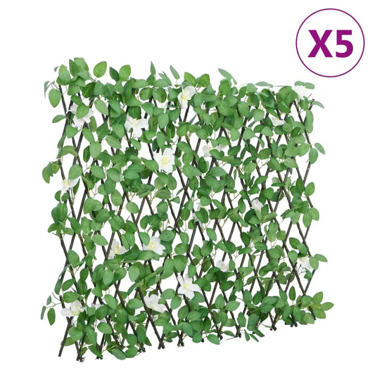 Enrejado Expansible De Hiedra Artificial Verde 5 Uds 186x30 Cm / Vetonek_0