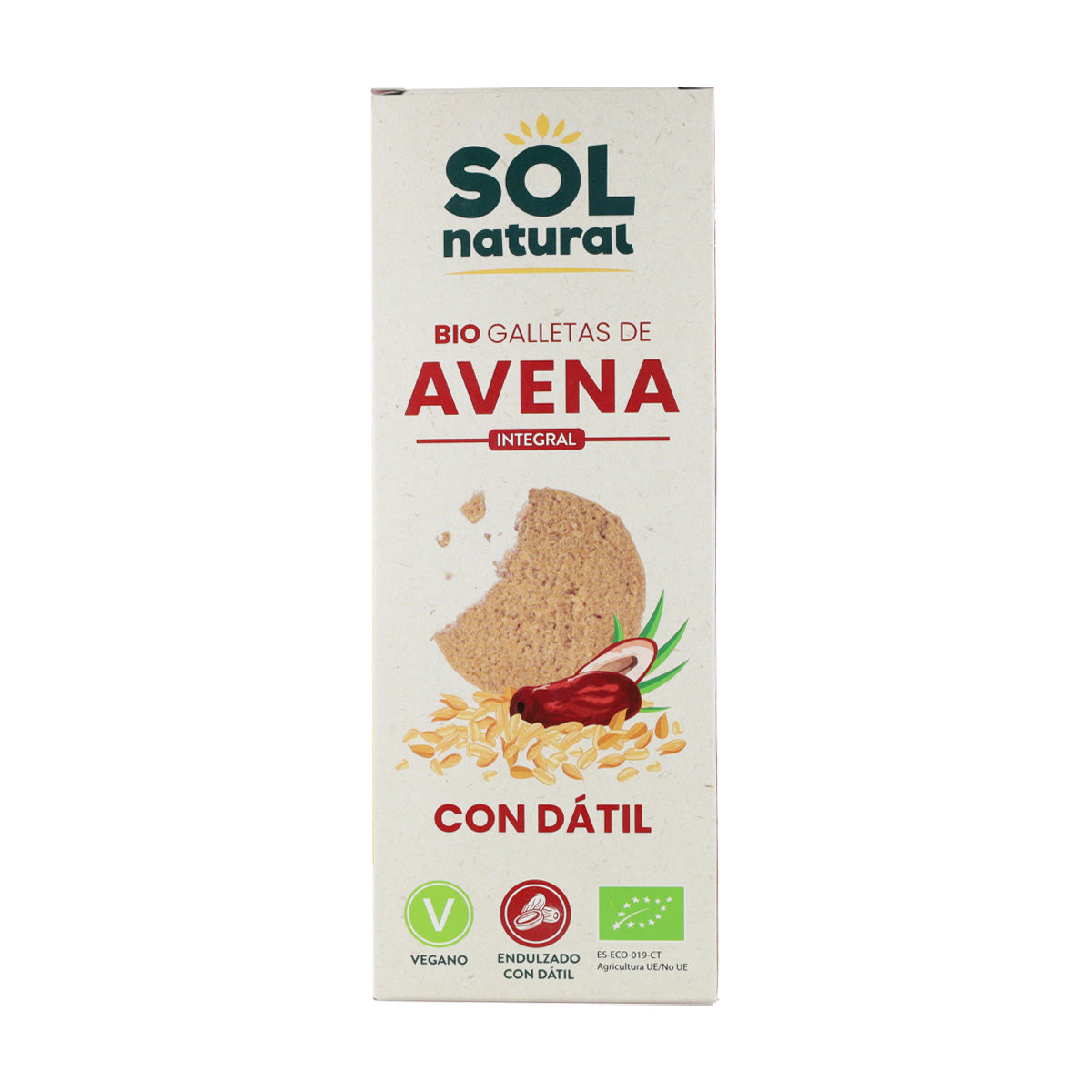 Galletas de avena integral endulzadas con dátil bio Sol Natural 170 g