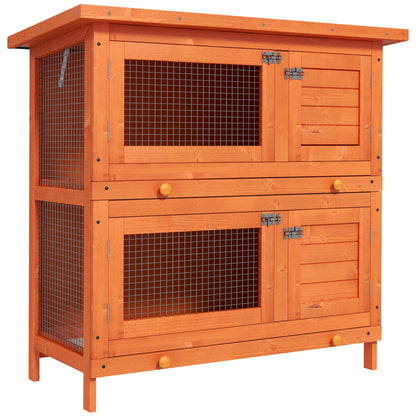 Pawhut Conejera Madera Exterior 2 Pisos Con Techo Asfáltico Abrible 90x45x90 Cm_0