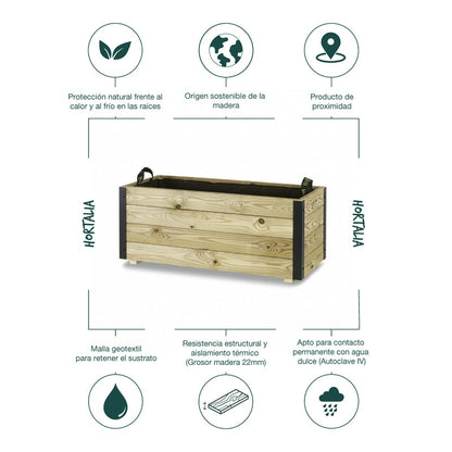 Jardinera Exterior De Madera Con Refuerzo De Aluminio Ghio Al Hortalia 90x40x40 Cm_4