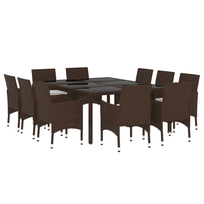 Juego De Comedor De Jardín 11 Piezas Ratán Sintético Marrón / Vetonek_1