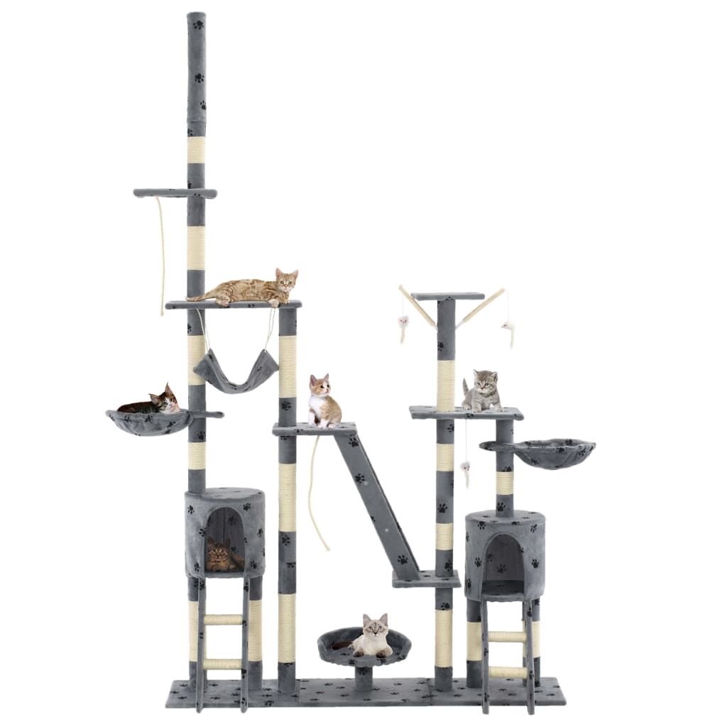 Vidaxl Rascador Para Gatos Con Poste De Sisal 230-250 Cm Huellas Gris_1