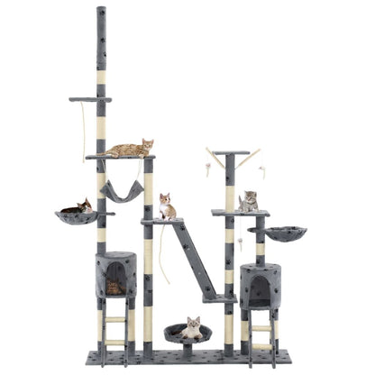 Vidaxl Rascador Para Gatos Con Poste De Sisal 230-250 Cm Huellas Gris_1