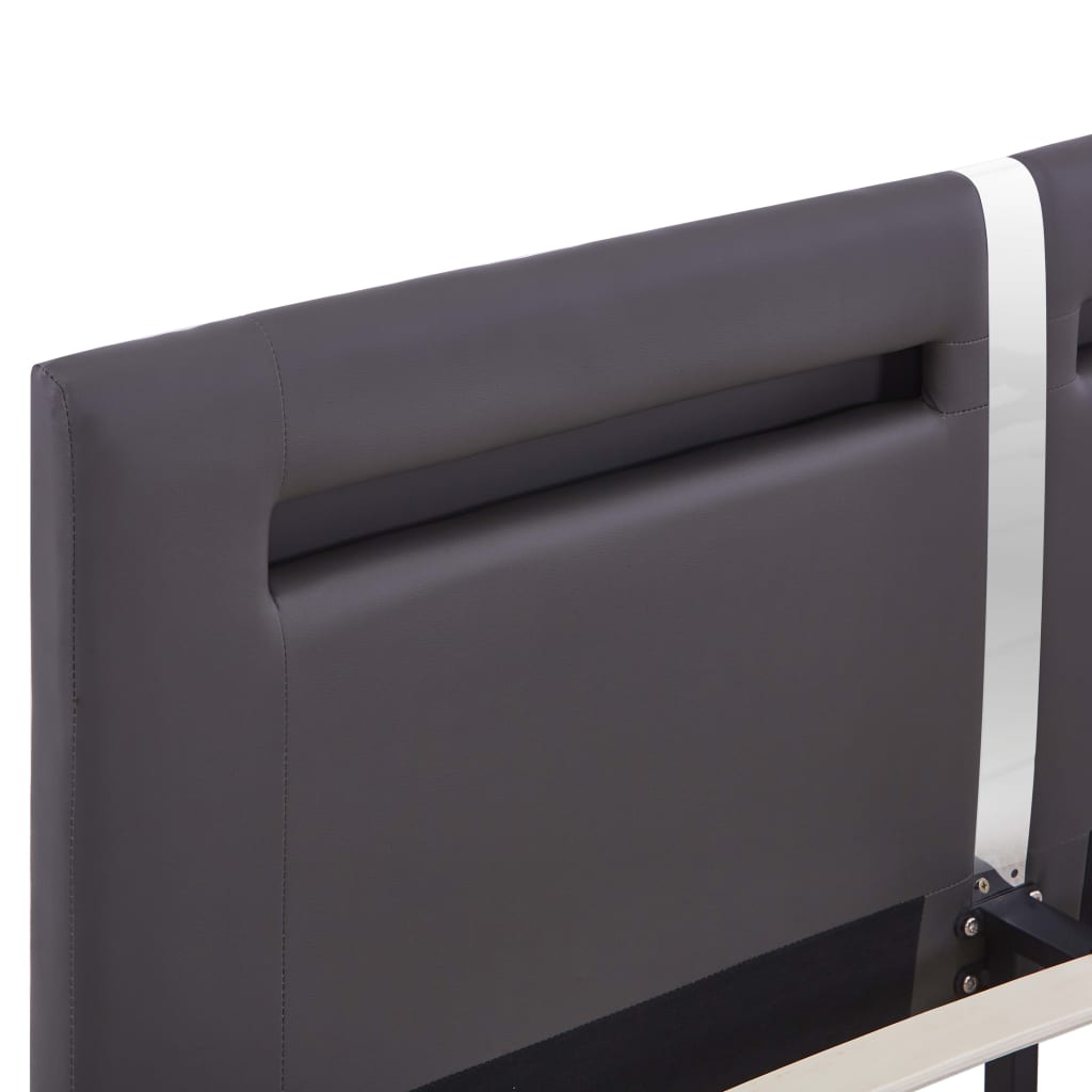 Estructura De Cama Con Led Sin Colchón Cuero Gris 180x200 Cm / Vetonek_3