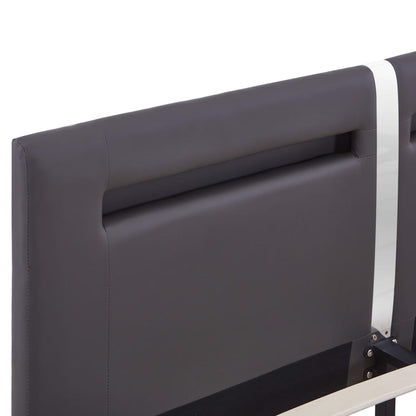 Estructura De Cama Con Led Sin Colchón Cuero Gris 180x200 Cm / Vetonek_3