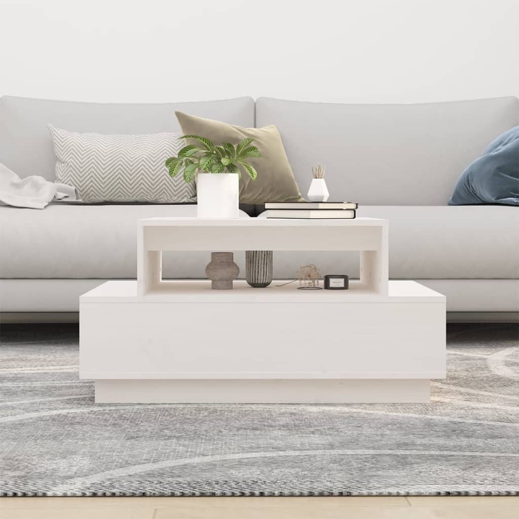 Mesa De Centro Madera Maciza De Pino Blanco 80x55x40,5 Cm_1