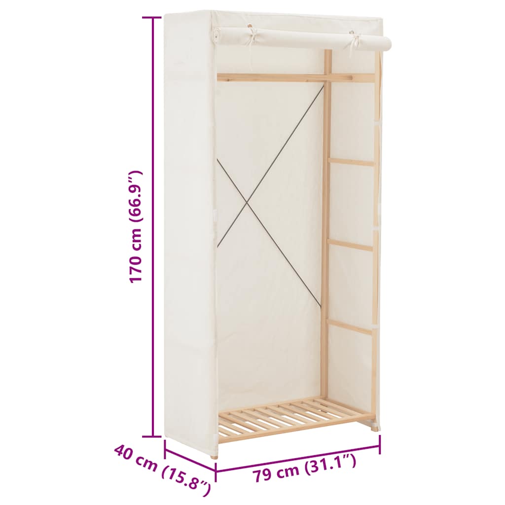 Armario De Tela Blanco 79x40x170 Cm_5