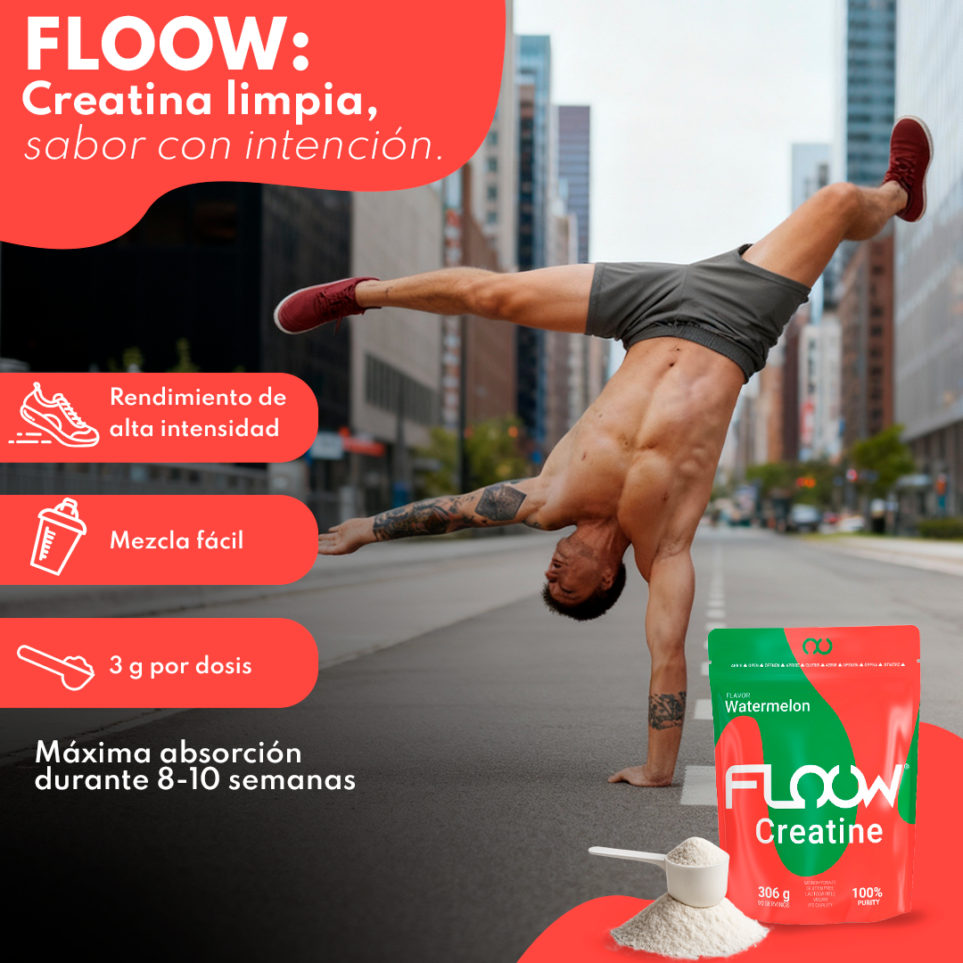 Creatina Monohidrato En Polvo 306g (90 Dosis) - Creatina Pura Sabor Sandía - Suplemento Deportivo Para Masa Muscular_1