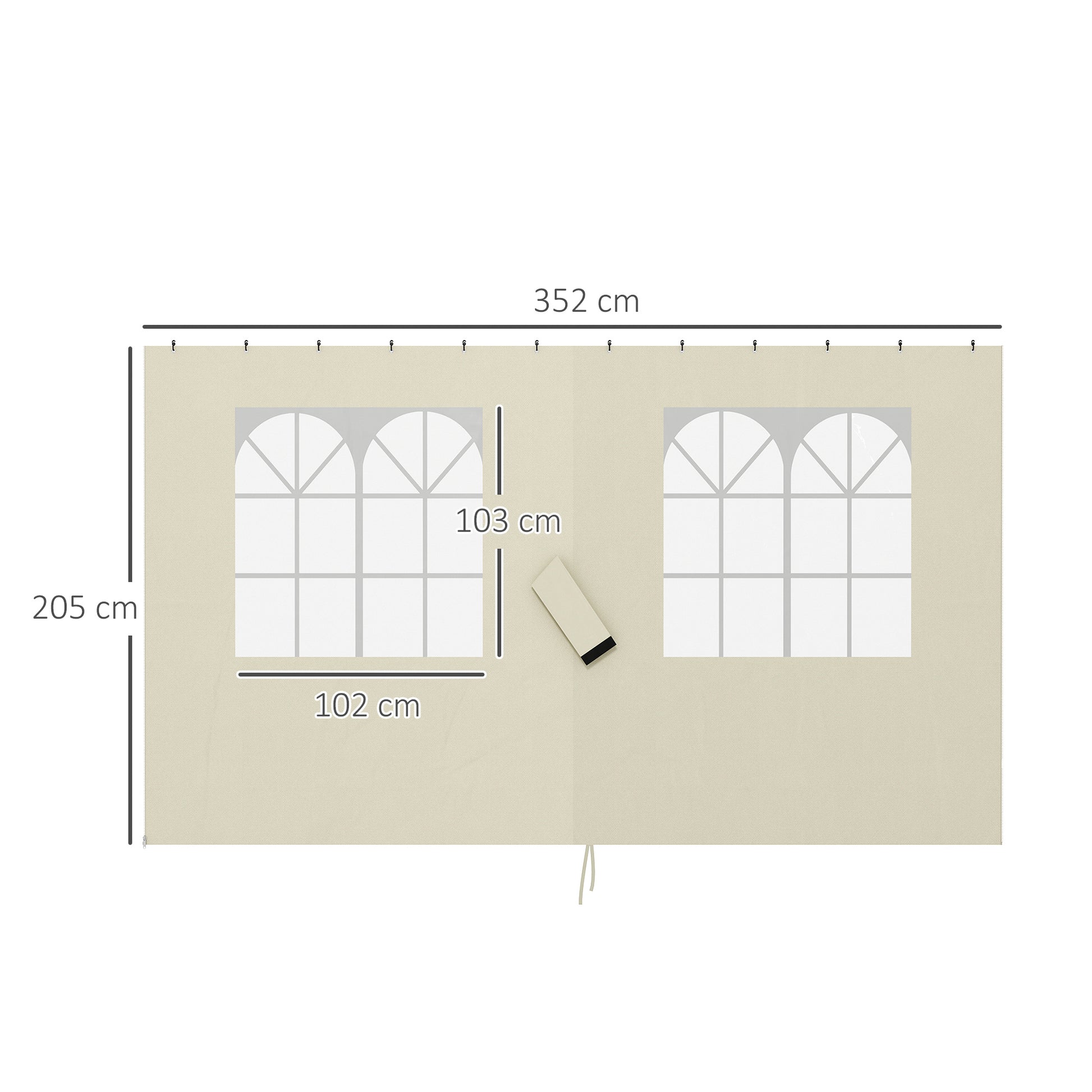 Outsunny 4 Paredes Laterales Para Cenador 3x4 M Con 8 Ventanas Crema_2