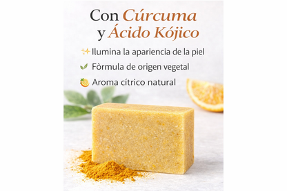 Jabón Sólido De Cúrcuma Y Ácido Kójico 100 G | Iluminador Y Unificador Del Tono | M&on Naturals_1