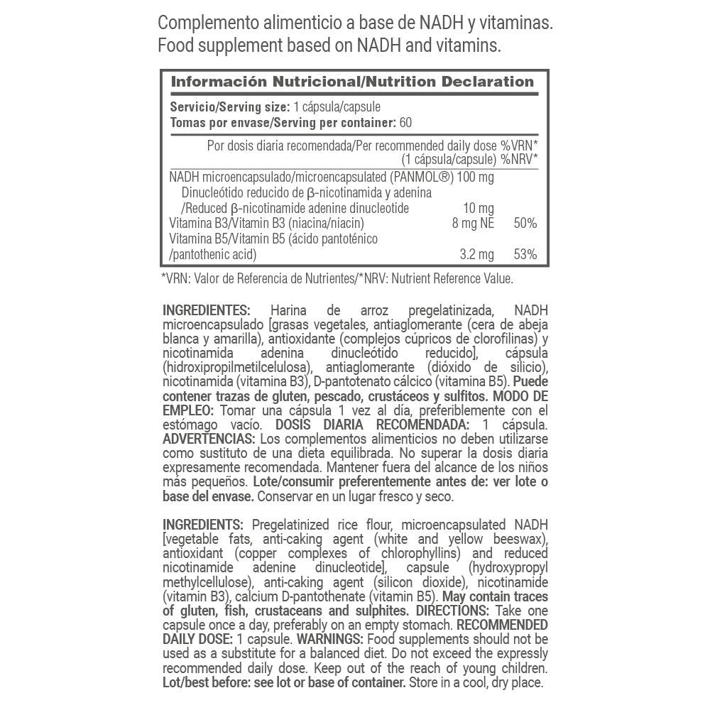 Nadh Panmol® 100mg - 60 Cápsulas Vegetales - Vitamina B3 Y B5 - Masmusculo_5