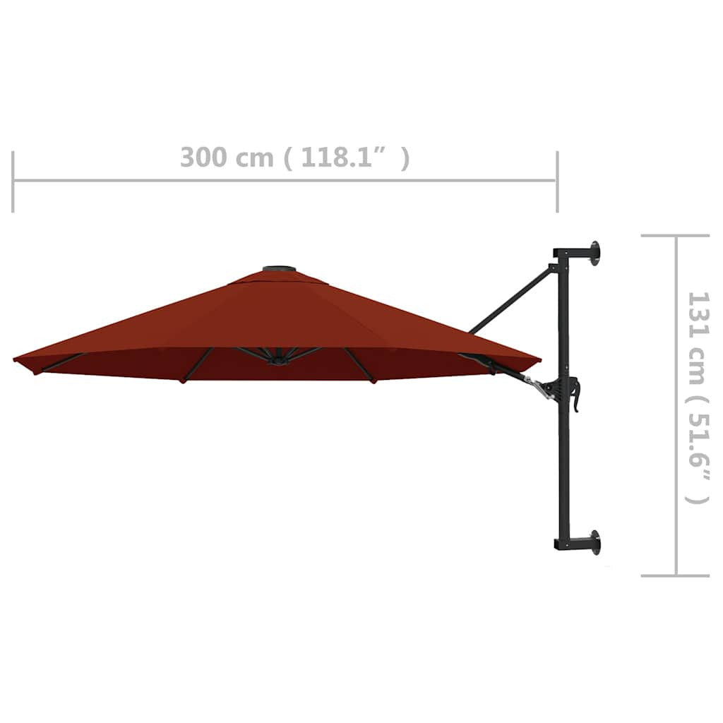 Vidaxl Sombrilla De Pared Con Palo De Metal Terracota 300 Cm_2