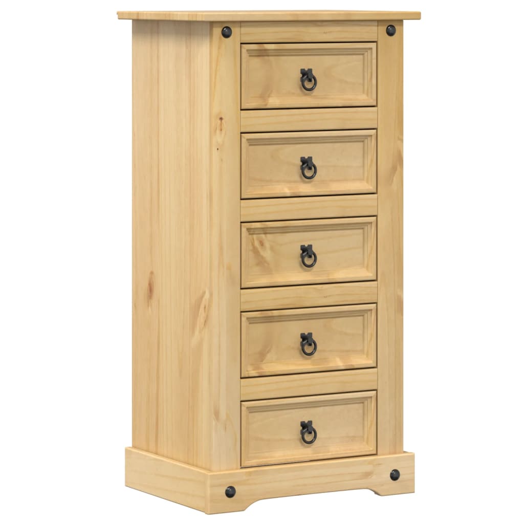 Mesita De Noche Corona Madera Maciza De Pino 53x39x103 Cm_0